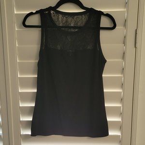 Express black lace yoke sweetheart neckline top